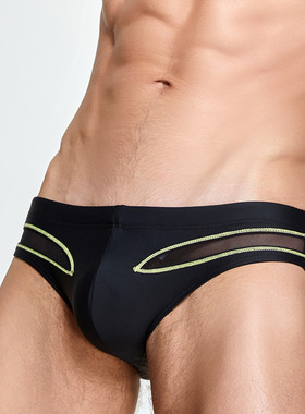 男士三角泳裤SEOBEAN欧美风性感网纱镂空游泳裤海滩裤温泉泳裤