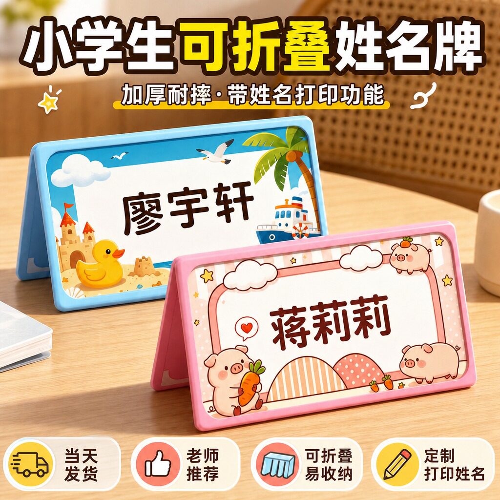 老师推荐可折叠新生姓名牌+打印