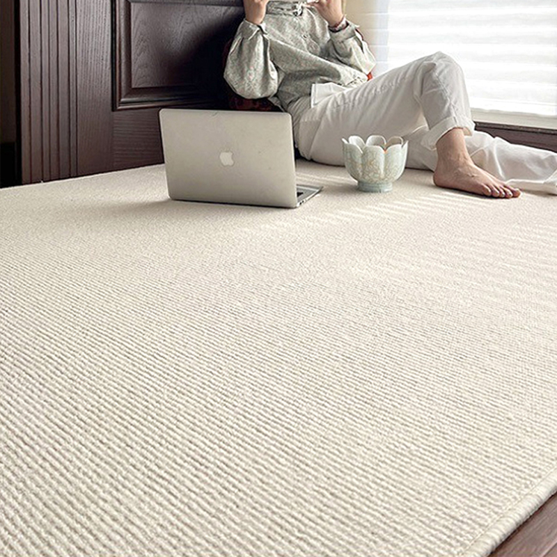 高级米白色地毯奶油风卧室床边毯