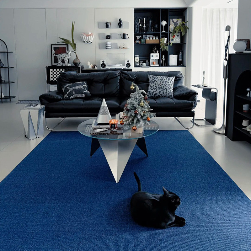 包豪斯蓝色地毯客厅高级感沙发茶几毯中古卧室床边毯亚麻拍照地垫,居家布艺,地毯,淘宝优惠券,粉丝福利购,淘宝优惠卷