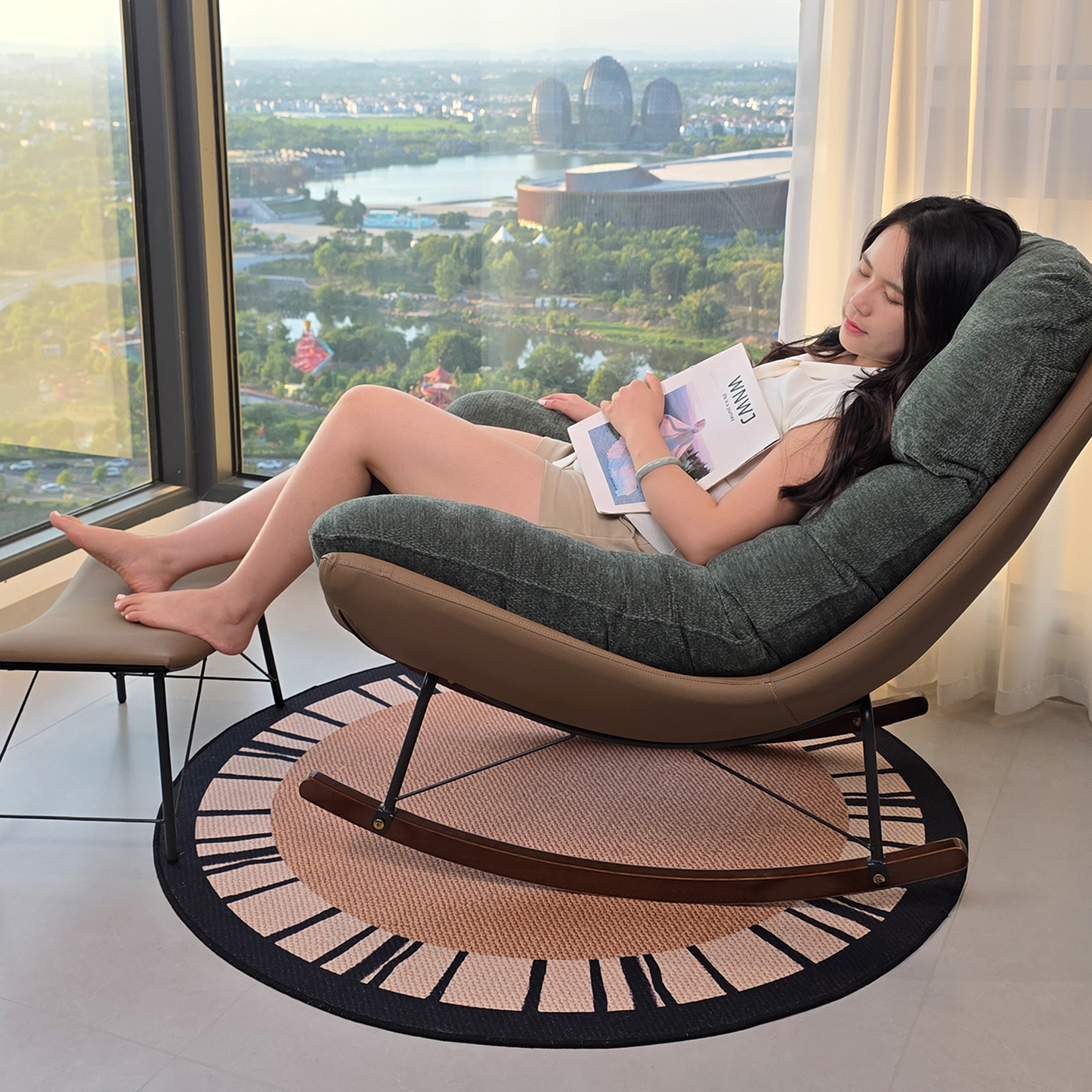 圆形地毯摇摇椅地垫隔音椅子垫