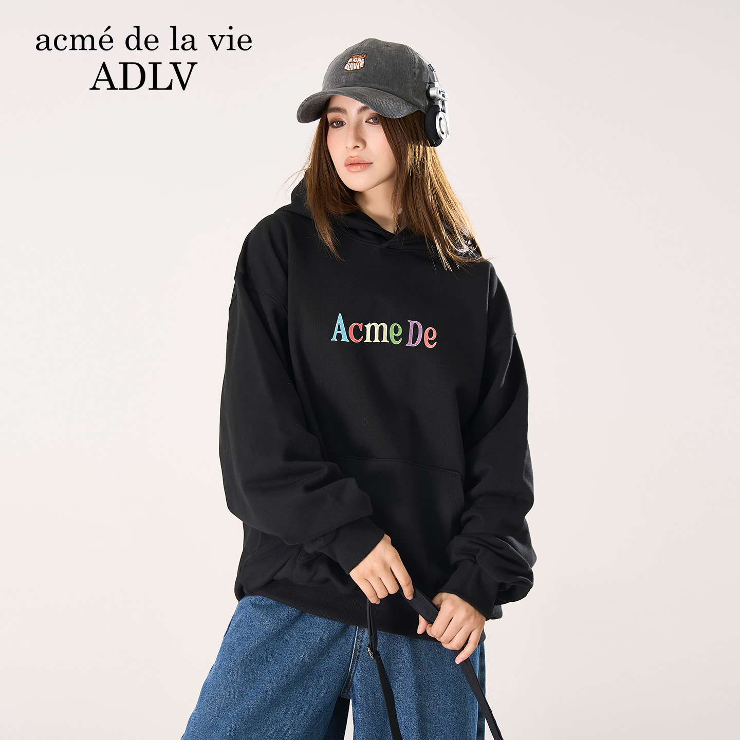 ADLV彩色LOGO字母图案连帽卫衣