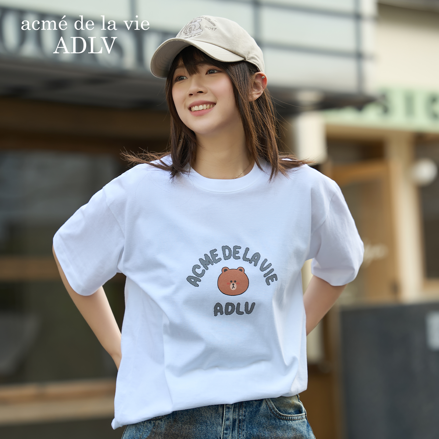ADLV布朗熊联名印花宽松短袖T恤