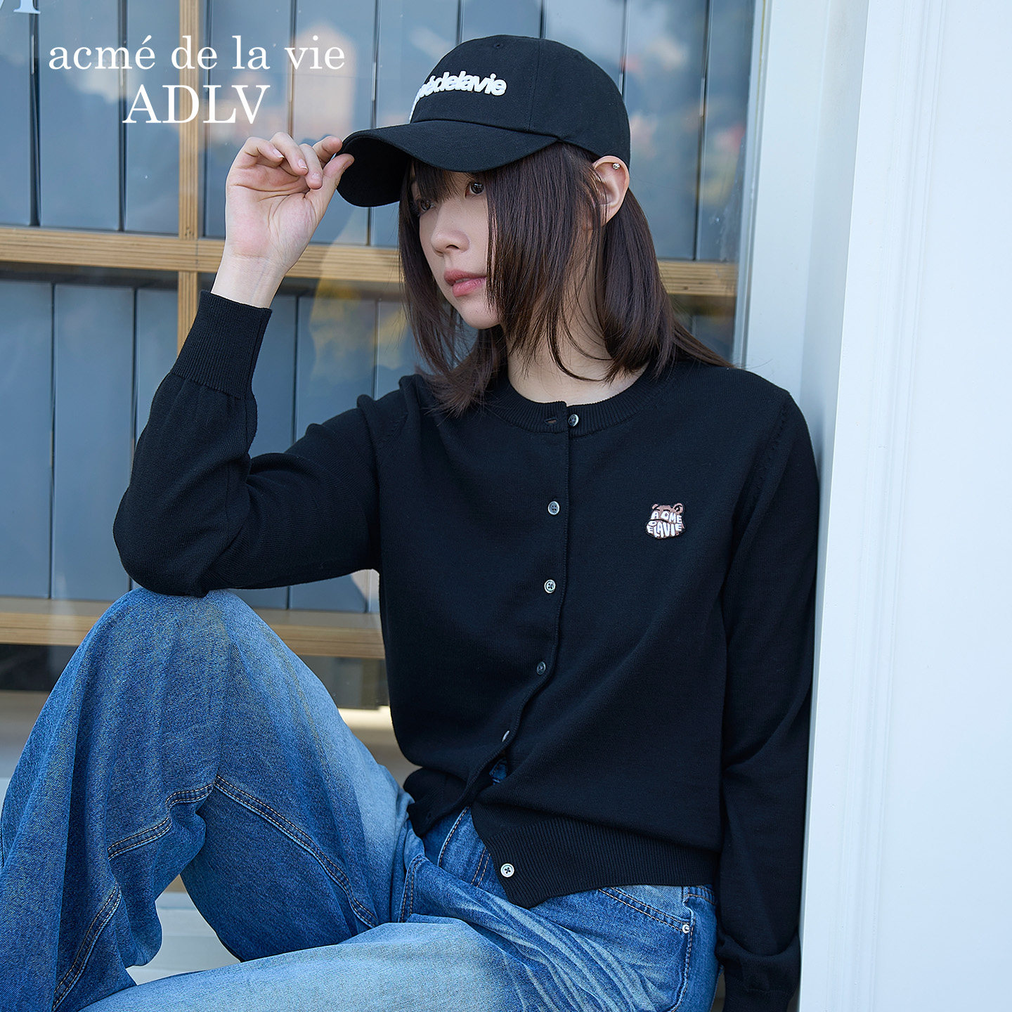 ADLV女款基础圆领开衫针织衫26年新款毛衣显瘦休闲风上衣潮流外套