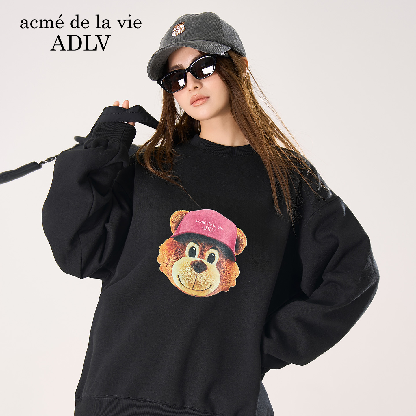 ADLV立体AC熊脸圆领卫衣