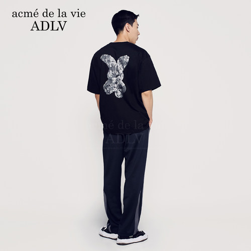 ADLV毛绒熊兔图案印花短袖T恤