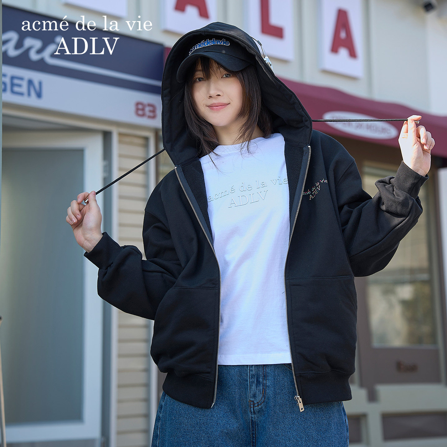 ADLV彩虹混色LOGO拉链连帽卫衣外套26年春季新款男女刺绣长袖韩版