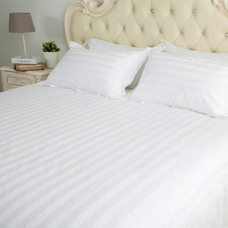 酒店床上用品纯棉白色床单单件宾馆全棉三公分条加密加厚床单床笠