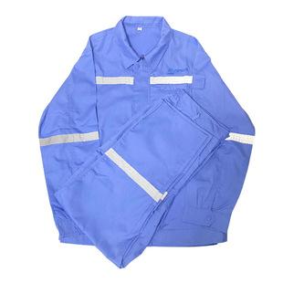 中核五公司浅蓝色夏季工作服套装涤棉全工艺不起球耐磨核电劳保服