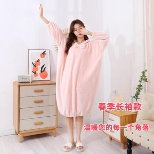 浴袍可穿浴巾女家用吸水柔软速干浴裙洗澡睡袍睡衣连帽 洗澡后穿