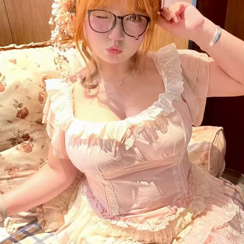 春田少女夏秋蕾丝花边粉色鱼骨胸衣胖mm收腰显瘦穿搭长短裙套装