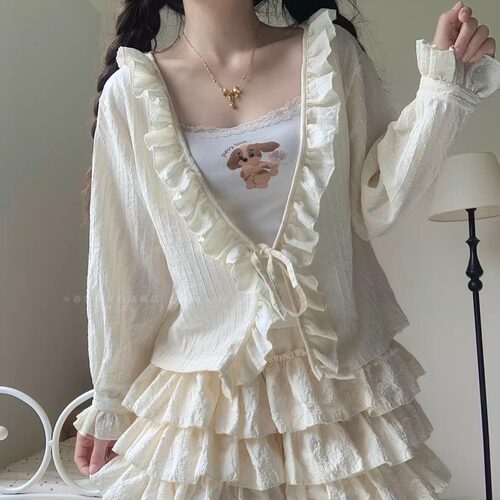 春田花园防晒衫吊带半身裙三件套