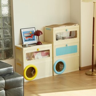 封闭式猫抓板双层猫窝小宠物收纳箱躲避屋封闭式猫洞带猫抓板