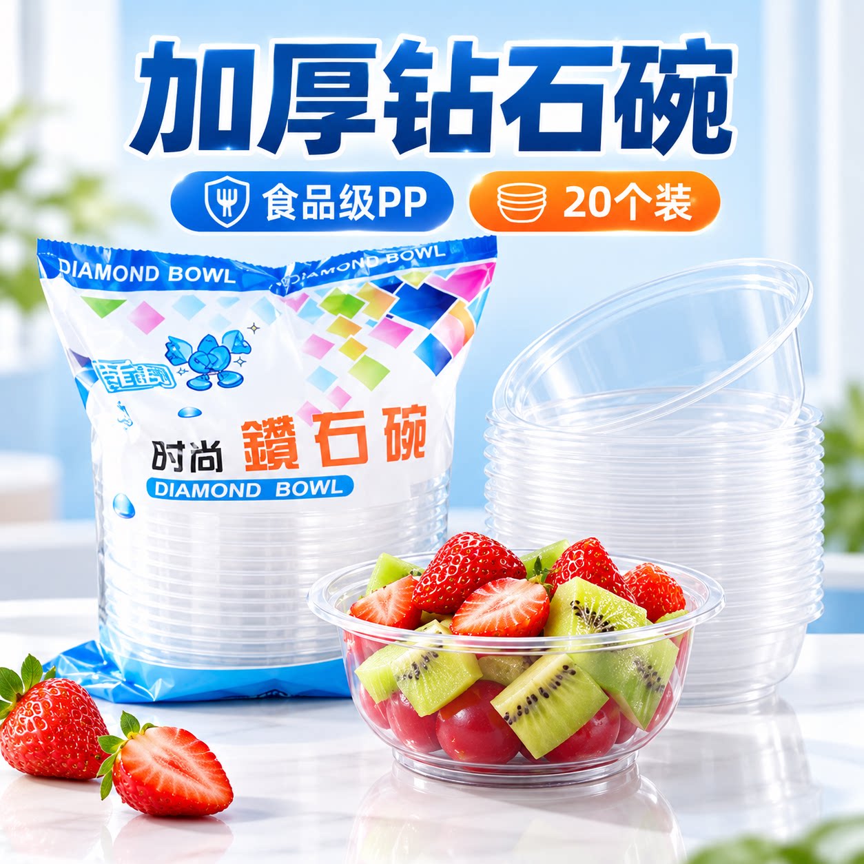 一次性加厚食品级PP钻石碗
