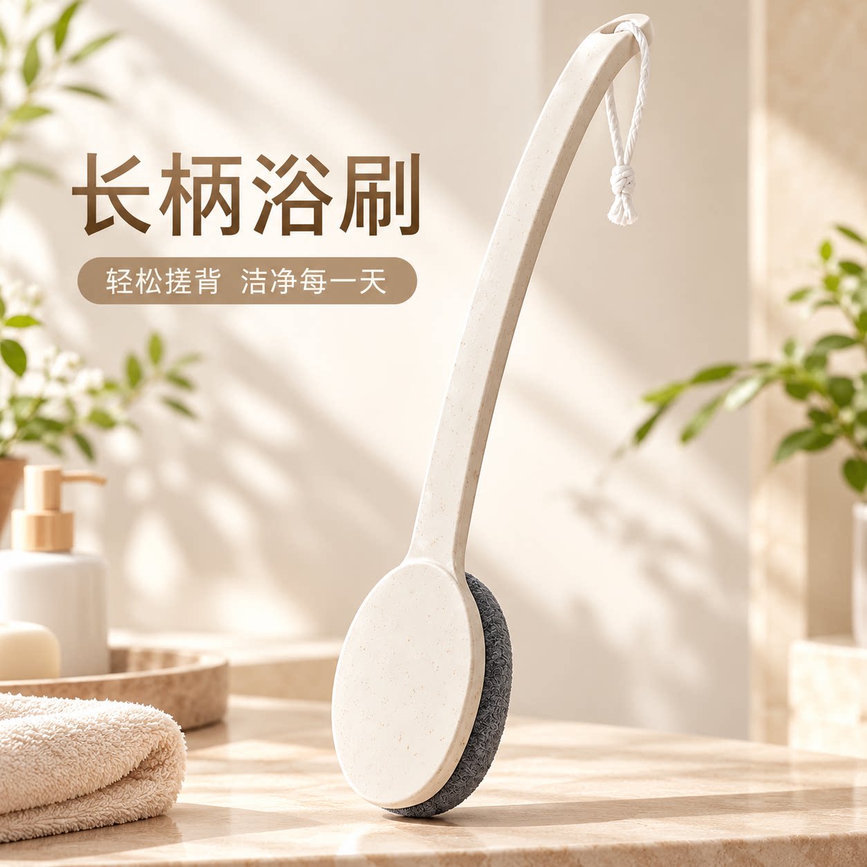 长柄沐浴刷搓泥刷无痛下泥搓背不求人洗澡搓背神器弧形手柄身体刷