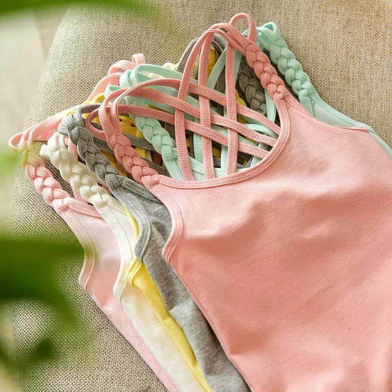 夏季漂亮洋气吊带衫儿童纯棉背心女童中大童 小女孩小学