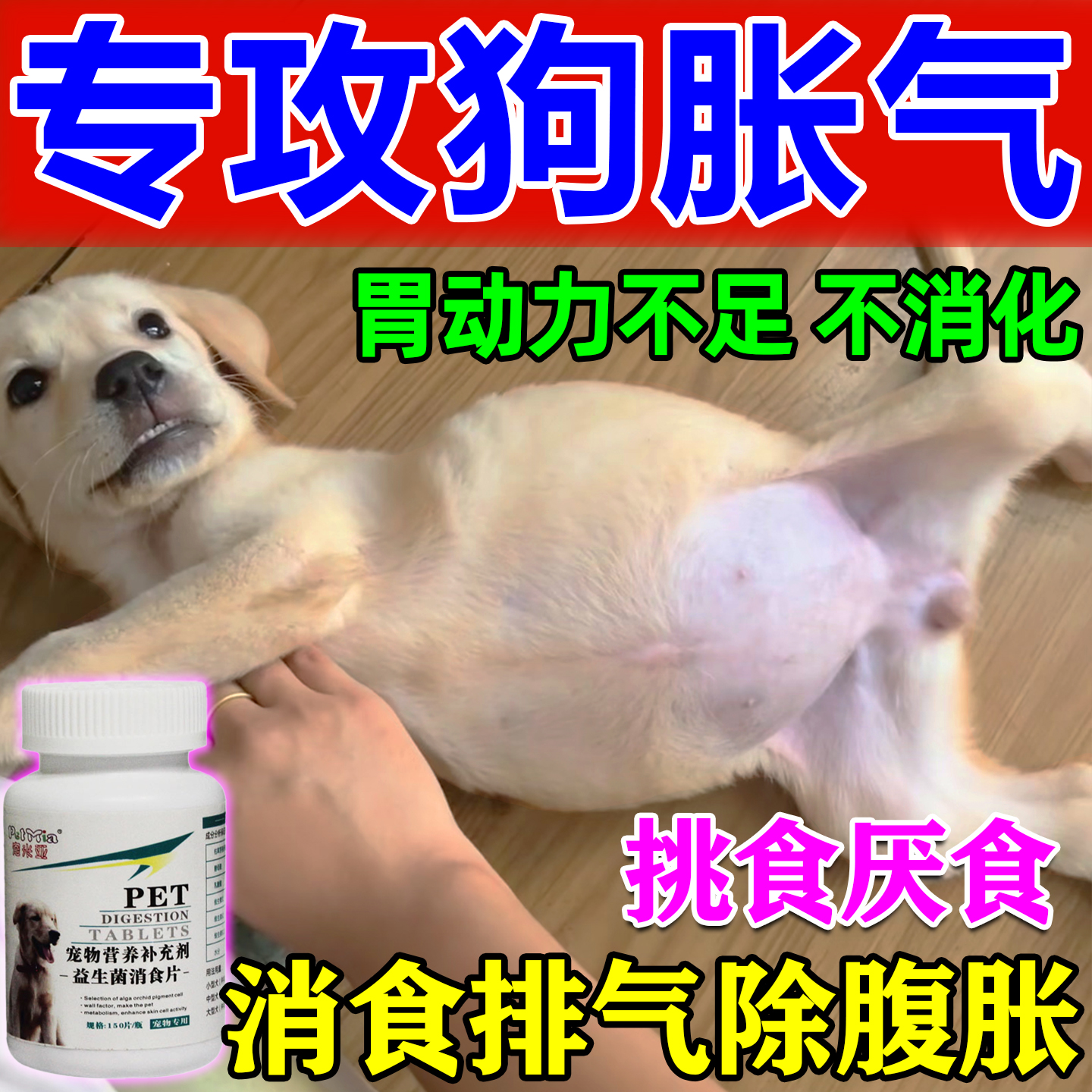 狗狗胃胀气不消化屁多肚子胀益生菌治拉稀软便狗狗不吃饭挑食厌食
