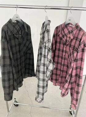 现～韩国东大门正品新款2025NUESE格子口兜宽松慵懒风百搭衬衫女