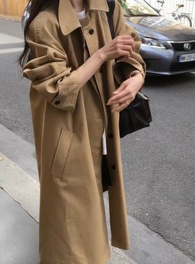 现～韩国东大门正品OBJET2025新复古两面穿拼灯芯绒长款风衣外套