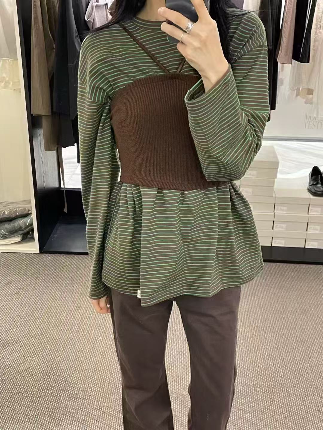 现～韩国东大门正品新款morethanyesterday25秋时尚百搭吊带叠穿