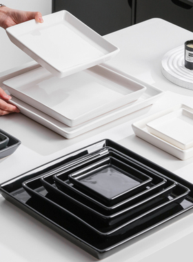 正方形釉面陶瓷底座接水盘家用防漏加厚底托客厅花盆托盘办公室