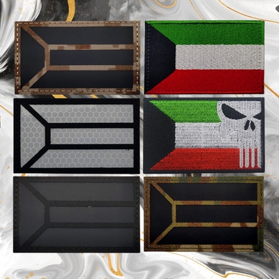 科威特Kuwait flag旗帜臂章战术惩罚者士气章 IR反光魔术贴章徽章