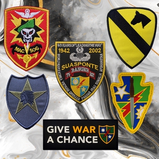 美国游骑兵臂章驻越顾问刺绣魔术贴徽章骑兵胸章战术背包贴士气章