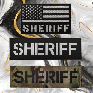 美国战术士气章 COS造型治安官SHERIFF大号背心魔术贴章 反光臂章