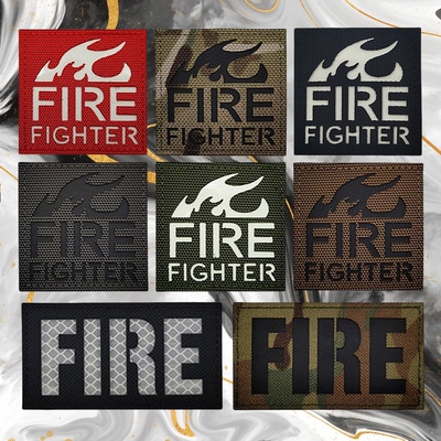 FIRE FIGHTER消防救火队员魔术贴徽章反光臂章夜光识别章背包配饰