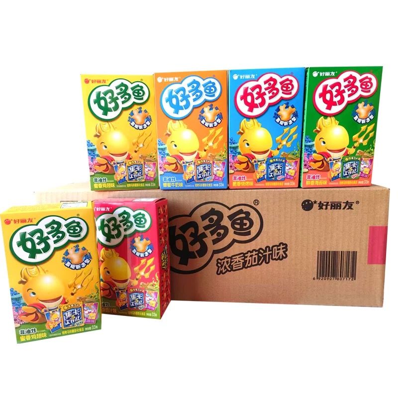 【8-9月产新货】好丽友好多鱼儿童小朋友饼干零食品薯片条膨化办
