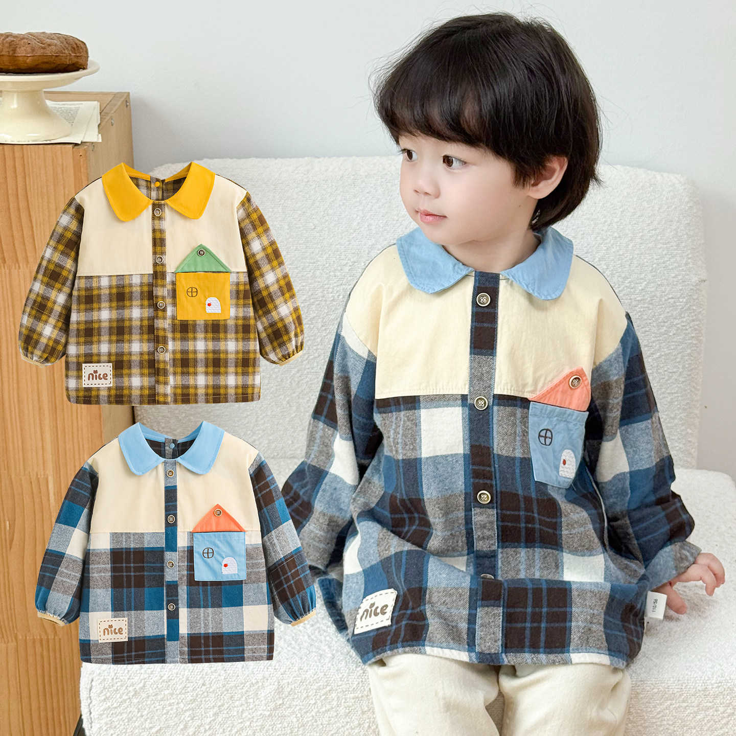 男孩时尚护衣儿童围裙纯棉防水反穿衣婴儿吃饭围兜防脏春秋新款,童装/婴儿装/亲子装,反穿衣/罩衣,淘宝优惠券,粉丝福利购,淘宝优惠卷