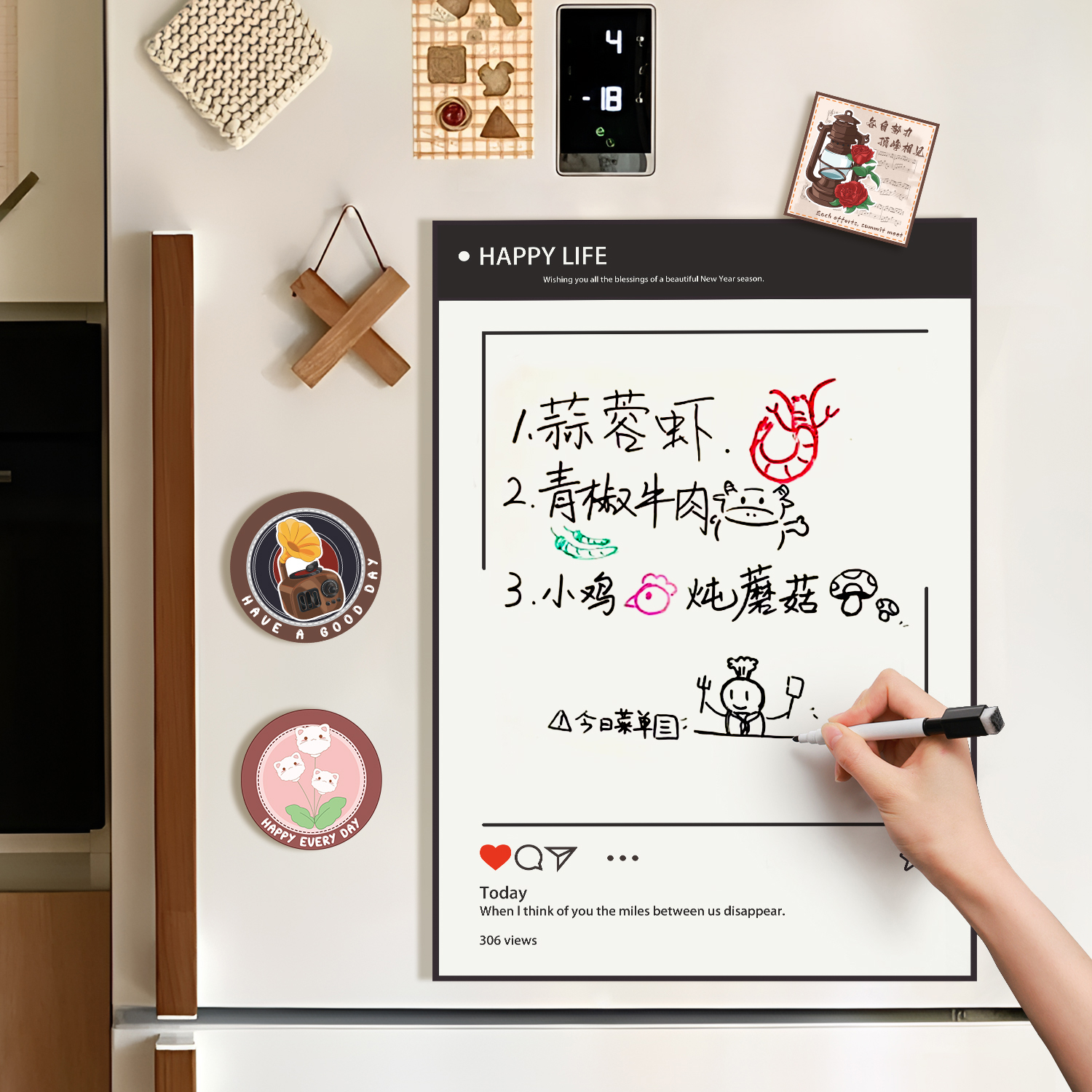 原创冰箱留言板磁贴创意装饰白板