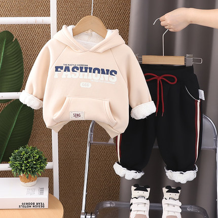 男童套装秋冬款儿童冬装加绒加厚运动衣服帅气卫衣潮宝宝2025新款