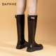 达芙妮黑色长筒靴女2026新款 御姐 春秋百搭骑士长靴小个子厚底爆款