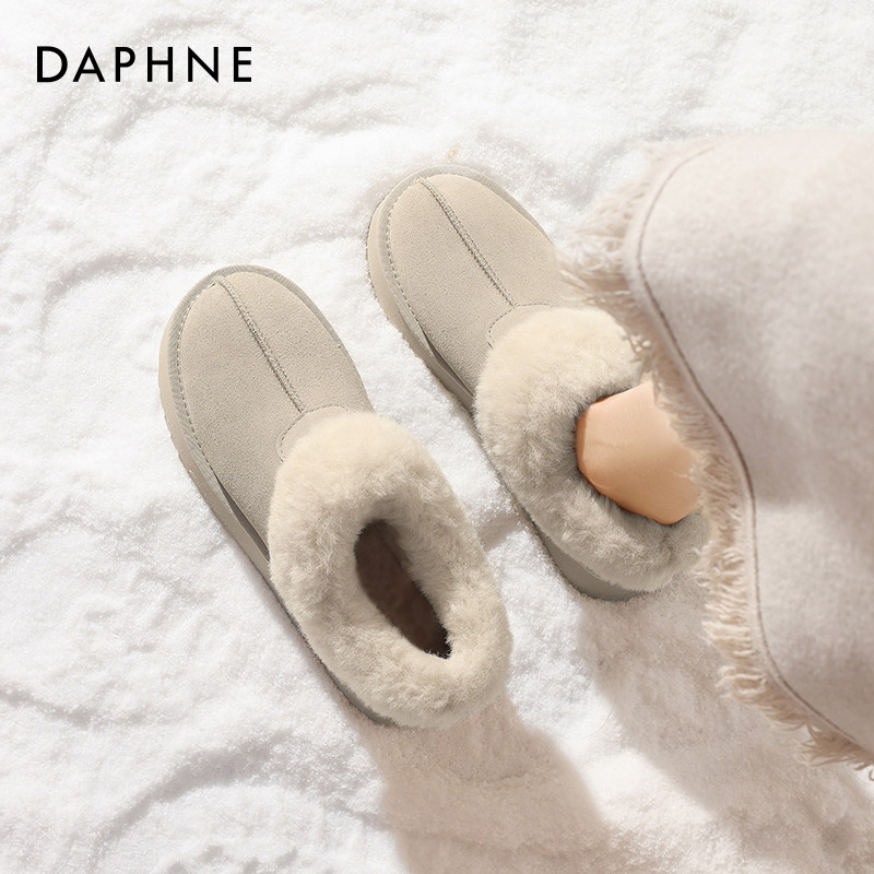 达芙妮雪地靴女款厚底一脚蹬爆款