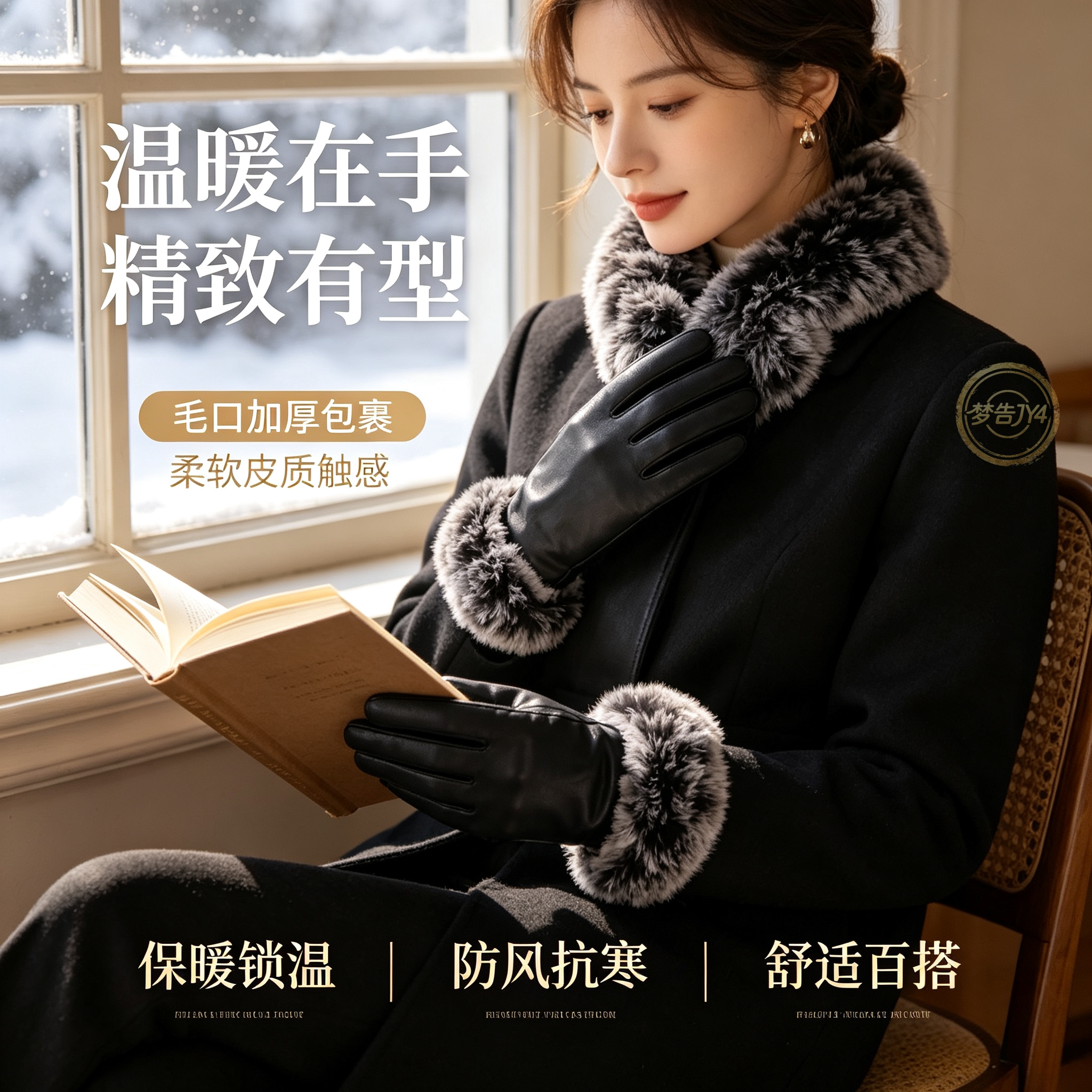 加绒保暖触屏防风骑行情侣手套