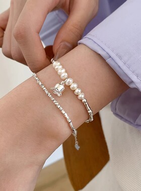 千慧饰集|韩版甜酷铃兰花朵吊坠手链女简约时尚气质碎银ins手饰潮