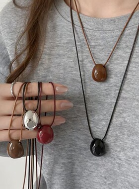 时尚百搭长款豆豆蜡绳项链女网红ins博主同款卫衣链高级感锁骨链