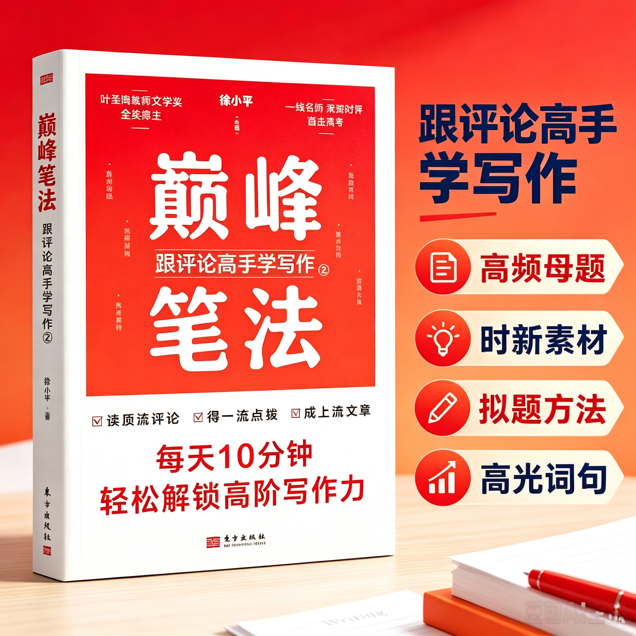 巅峰笔法:跟评论高手学写作2 每天10分钟轻松解锁高阶写作力 叶圣陶教师文学奖得主典范评论文巅峰示范 高考作文高分作文风向标