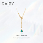 英国DAISY BEAUTY绿松石色银项链高级感轻奢锁骨链节日