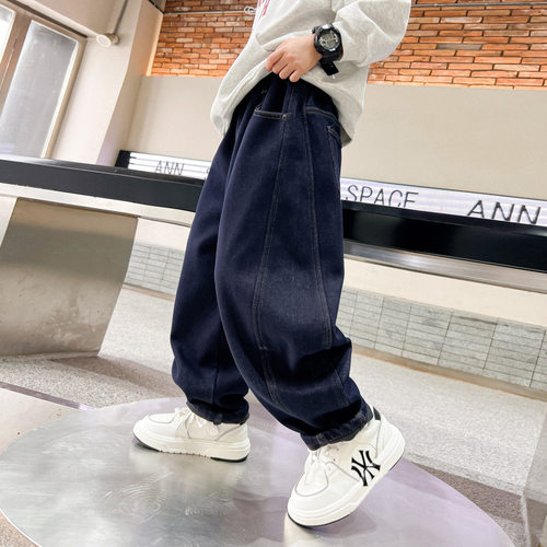 男童春秋直筒软牛仔长裤2026新款中大儿童男孩春装酷帅宽松裤子潮