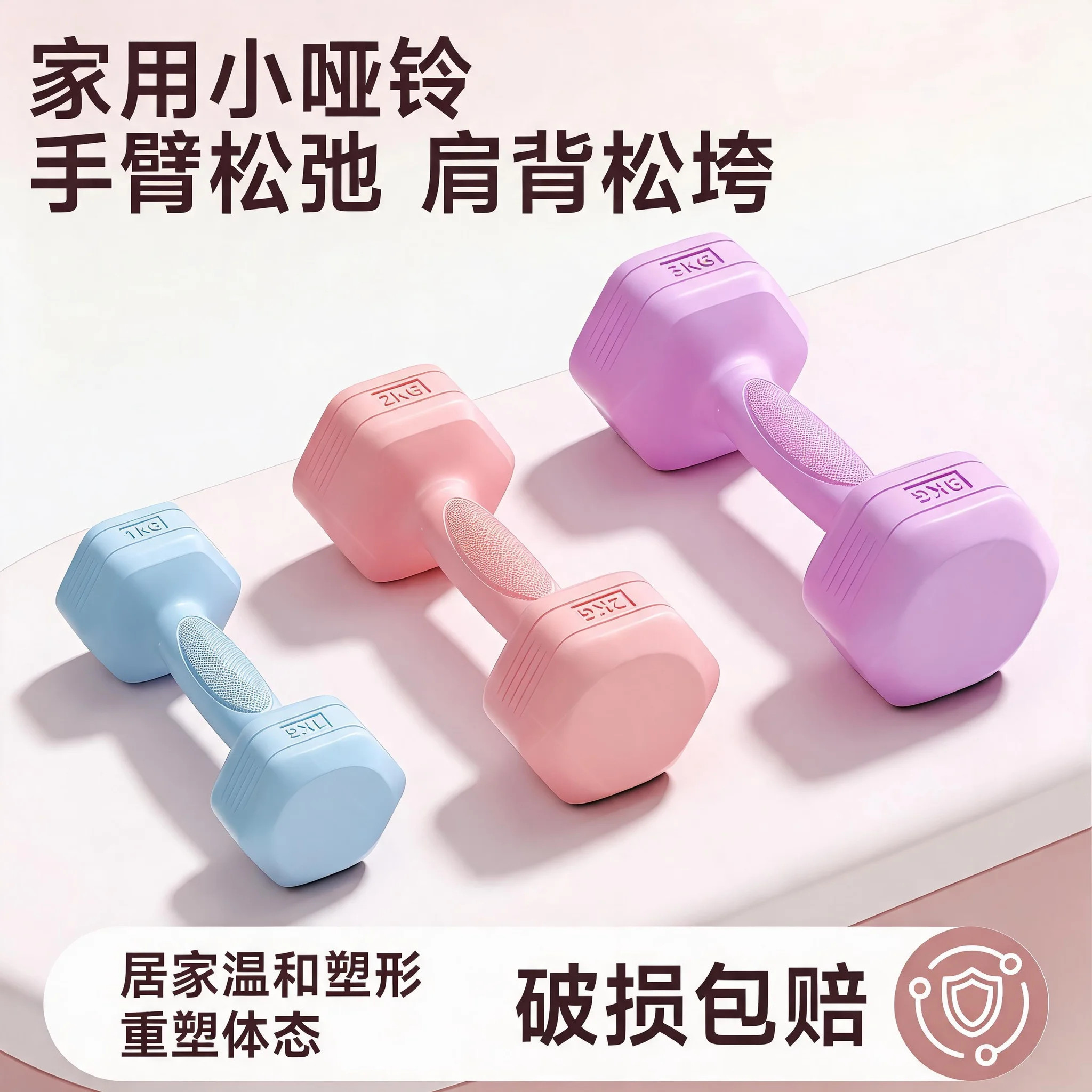 哑铃女士健身家用2kg一对小哑铃女士锻炼手臂力量训练器材男士