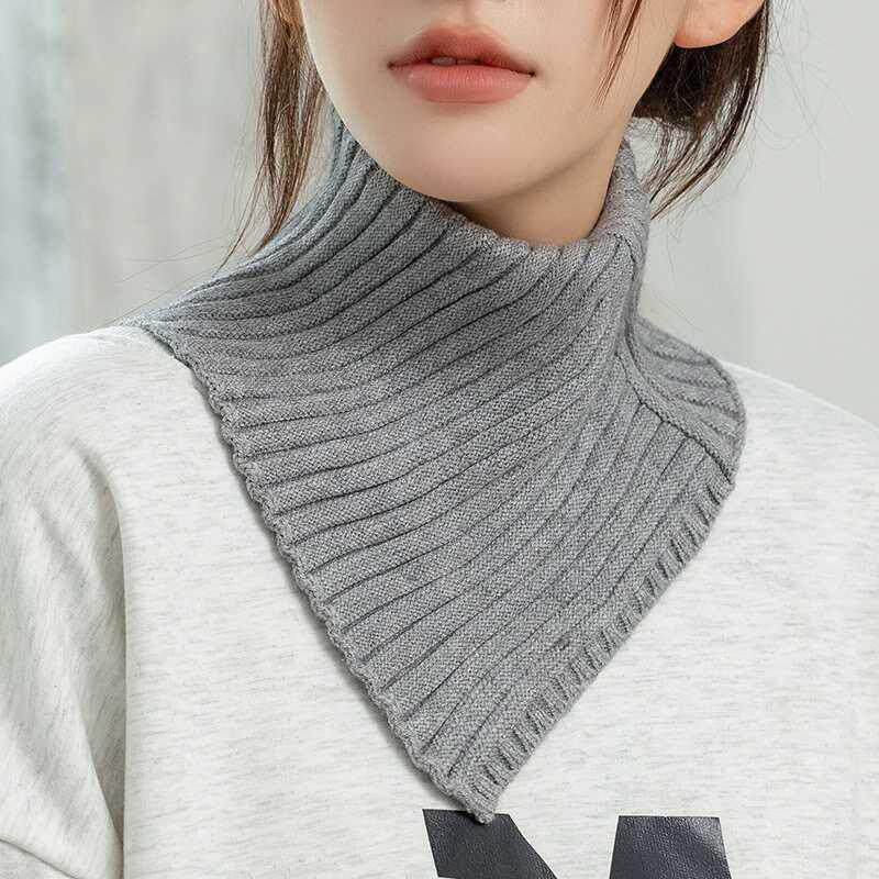 围巾女秋冬保暖护颈椎围脖针织高领装饰毛衣假领子百搭毛线脖套女