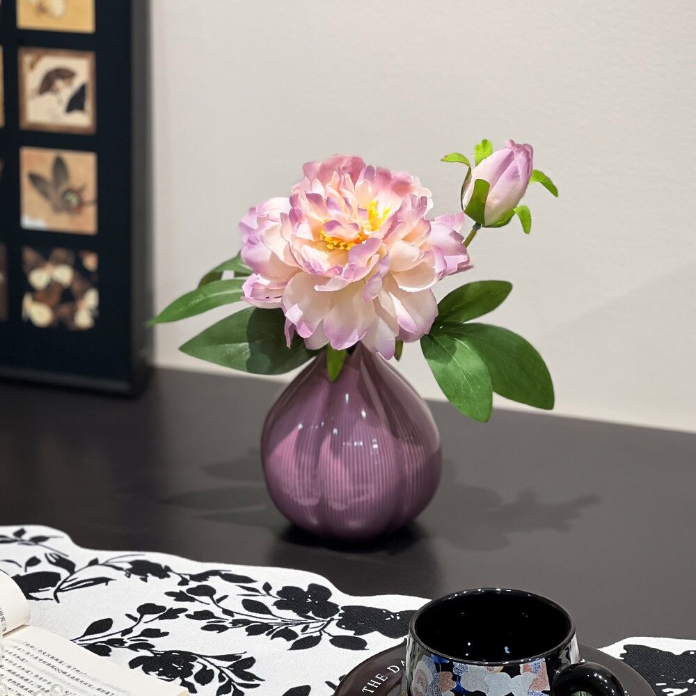 洋葱艺术感陶瓷小花瓶摆件客厅插花假花桌面入户玄关装饰干花花器