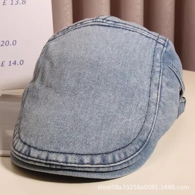 水洗牛仔前进帽女春夏日系复古显脸小贝雷帽反戴大头围鸭舌画家帽