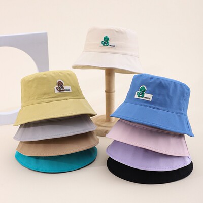 儿童款新款时尚渔夫帽防晒布帽遮阳透气旅游四季可带平顶休闲盆帽