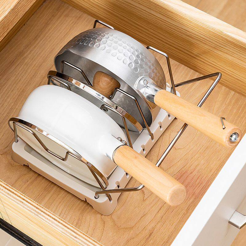 ぃ台面不锈钢放锅盖架子支架坐式免打孔带接水盘厨房菜板收纳置物