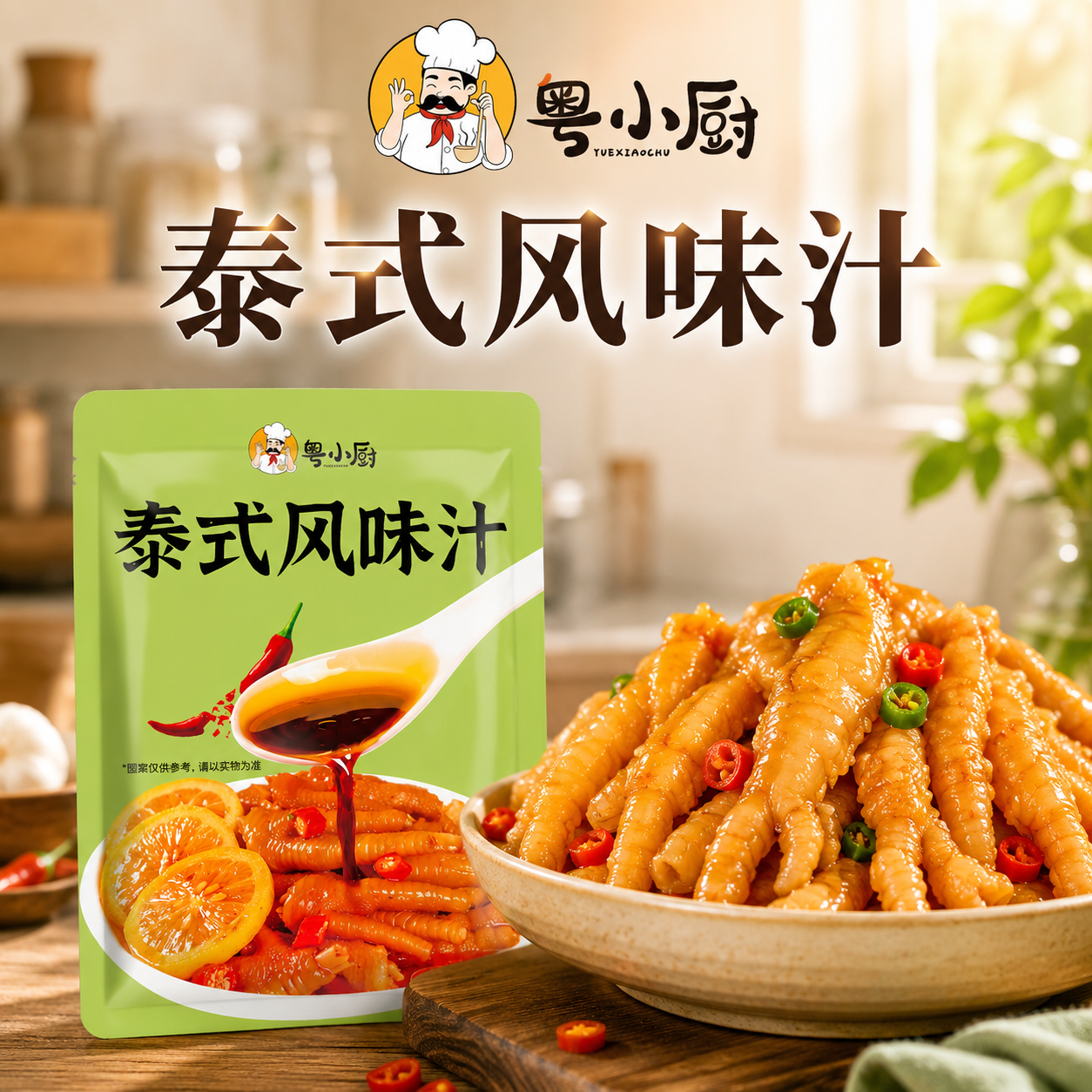 粤小厨泰式风味汁柠檬鸡爪无骨凤爪调料包家用酸辣海鲜凉拌调料汁