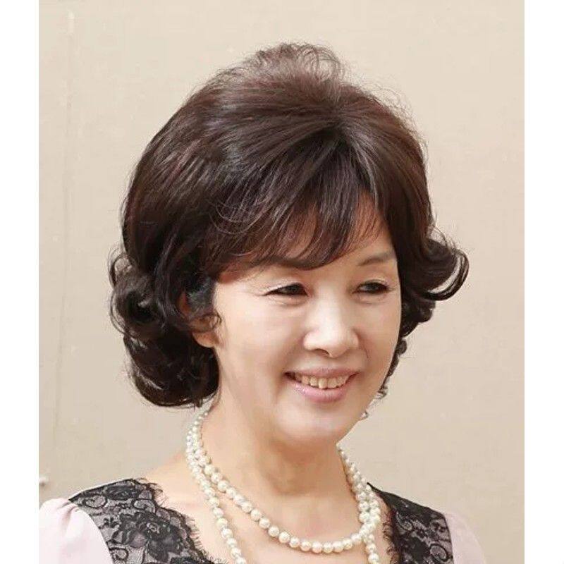 中老年假发女短发时尚短卷发送妈妈烫卷中年女士中长全头套式假发