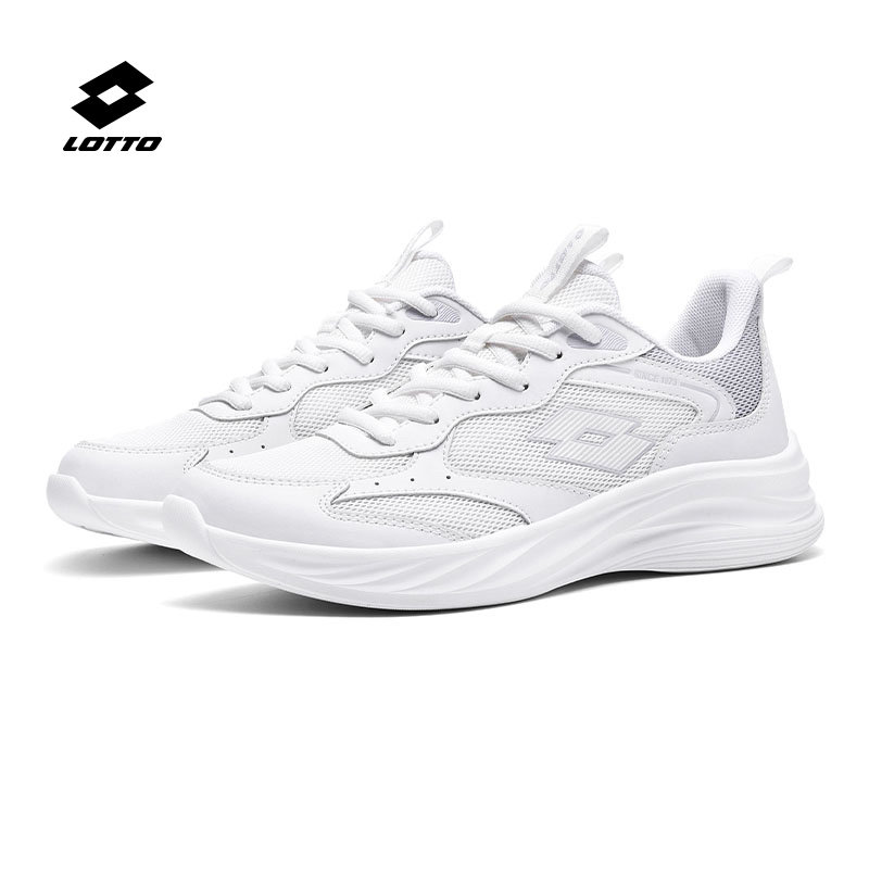 乐途跑步鞋女款春季网面透气慢跑鞋百搭轻便皮面防泼水休闲运动鞋